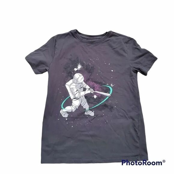 Cat & Jack Boys Size 12/14 Gray Astronaut Glow in the dark Shirt - Picture 1 of 4